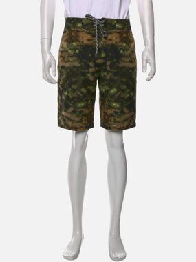 Burberry Men's Green Breton Camo Print Swim Shorts Size XS